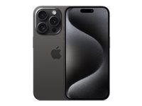 Apple iPhone 15 Pro - 5G smartphone - dual-SIM / Internminne 512 GB - OLED-skärm - 6.1" - 2556 x 1179 pixlar (120 Hz) - 3 st. bakre kameror 48 MP, 12 MP, 12 MP - front camera 12 MP - svart titan MTV73QN/A