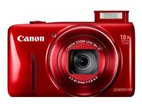 Canon PowerShot SX600 HS - Digitalkamera - kompakt - 16.0 MP - 1 080 p - 18x optisk zoom - Wi-Fi - röd 9342B011