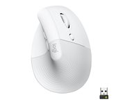 Logitech Lift for Business - Vertikal mus - ergonomisk - 6 knappar - trådlös - Bluetooth, 2.4 GHz - Logitech Logi Bolt USB-mottagare - offwhite 910-006496