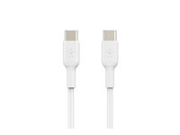 Belkin BoostCharge - USB-kabel - 24 pin USB-C (hane) till 24 pin USB-C (hane) - 2 m - vit CAB003BT2MWH