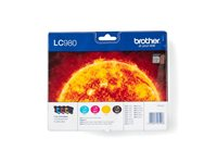 Brother LC980VALBPDR - 4-pack - svart, gul, cyan, magenta - original - blister - bläckpatron - för Brother DCP-145, 163, 165, 195, 365, 373, 375, 377, MFC-250, 290, 295, 297 LC980VALBPDR