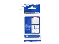 Brother TZe-FA4 - Tyg - blått på vitt - Rulle (1,8 cm x 3 m) 1 kassett(er) tejp - för P-Touch PT-3600, D400, D450, D600, E300, E310, E550, H101, H500, P700, P750, P900, P950 TZEFA4