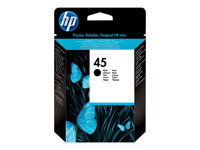 HP 45 - 21 ml - svart - original - bläckpatron - för Deskjet 83X; Officejet G55, g85, R40, R60, R80, T45, T65; Officejet Pro 11XX; psc 500 51645GE